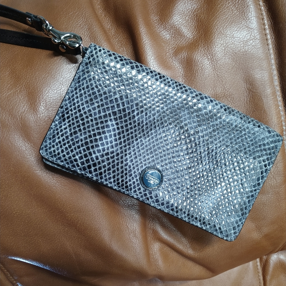 Coach Snake Embossed Phone Wristlet
